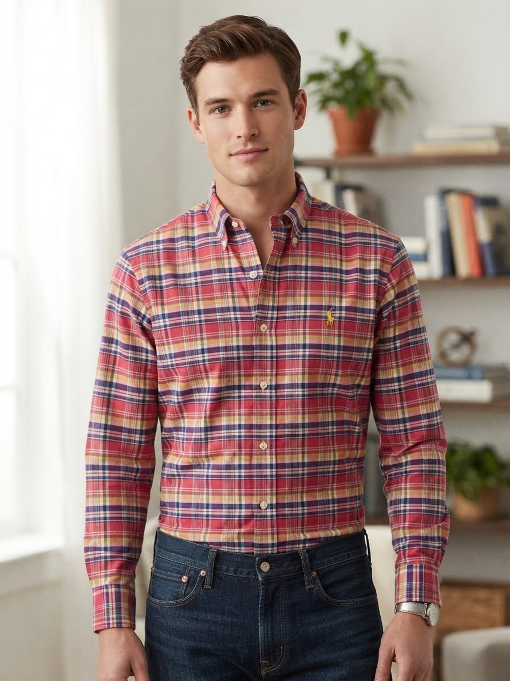Polo by Ralph Lauren Red and Blue Plaid Button-Down Shirt